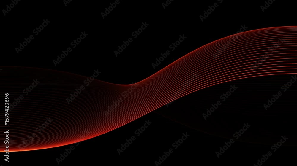 Aufkleber dynamic red wave: abstract flowing lines on black background - visual art