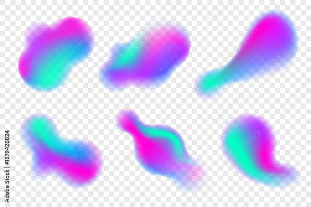 Aufkleber abstract blurred gradient shapes on white background. blue and pink fluid soft elements. vector liqu