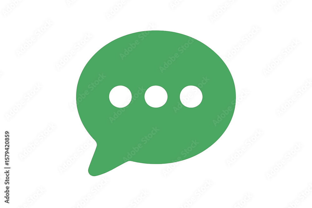 Poster green chat message icon. speech bubble with three dots. messaging symbol. communication, chat, conve