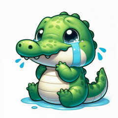 Obraz premium sad crocodile cartoon