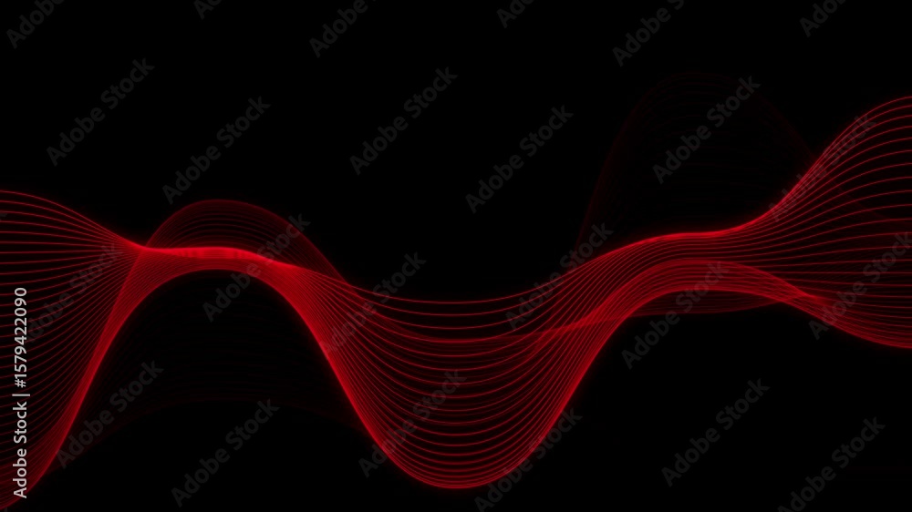 Aufkleber dynamic red waveforms: abstract motion graphics background loop