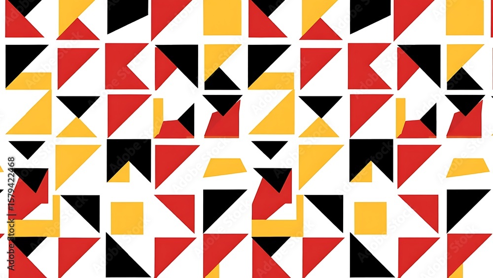 Aufkleber geometric abstract pattern of triangles and squares in red, yellow, and black, modern abstract desig