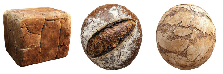Set of bread isolated on transparent background