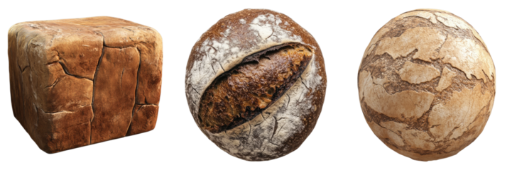 Set of bread isolated on transparent background