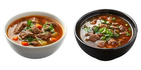 Set of beef soup isolated on transparent background