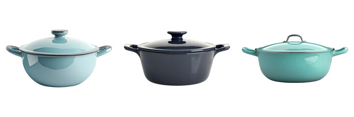 Set of casserole dish isolated on transparent background
