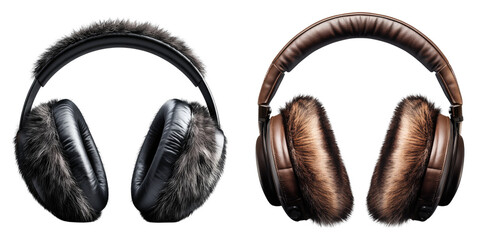 Set of earmuff accessories isolated on transparent background