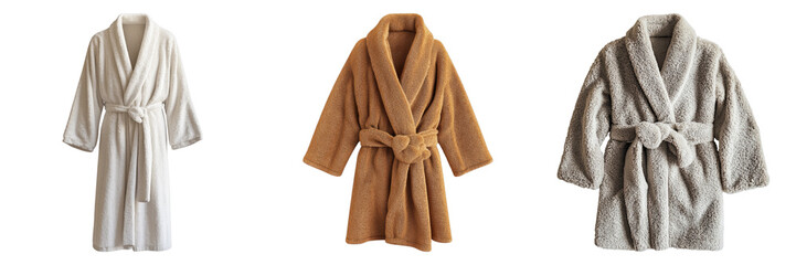 Set of fleece robe isolated on transparent background