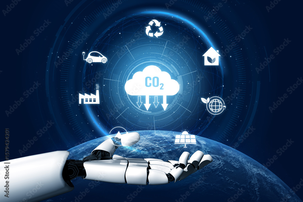 Aufkleber ai artificial intelligence accelerates net zero goals by supporting green strategies, smart energy t
