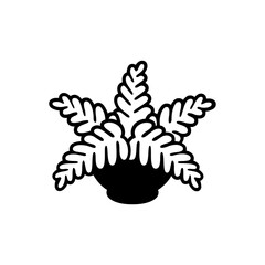 Elegant potted fern design for creative projects, ideal for botanical themes or minimalistic graphic elements and scalable decoration.