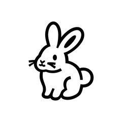 Obraz premium Depiction of a cute bunny rabbit in black outline, perfect for easter designs or logo elements related to pets or spring themes.