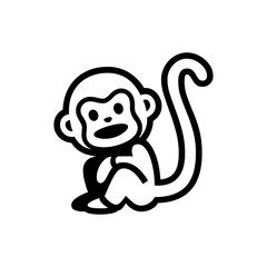 Simple monkey outline graphic for branding projects, playful designs or jungle themed illustrations with a modern and clean style.