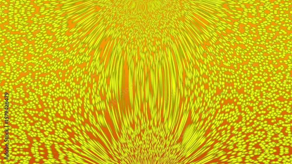 Poster dynamic yellow spheres on orange: abstract motion graphics background