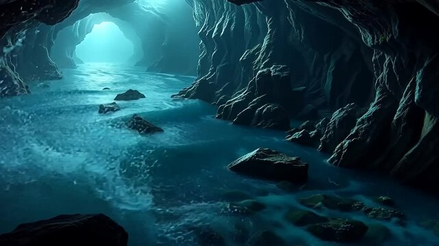 underwater cave in the sea