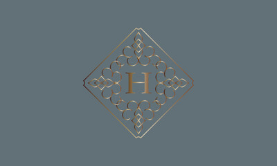 Luxury logos with monogram letter H in the center. Premium monogram. Elegant design for business, company logo, restaurant, heraldry, hotel, boutique.