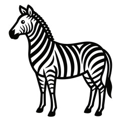Stylized black and white zebra illustration isolated on white background
