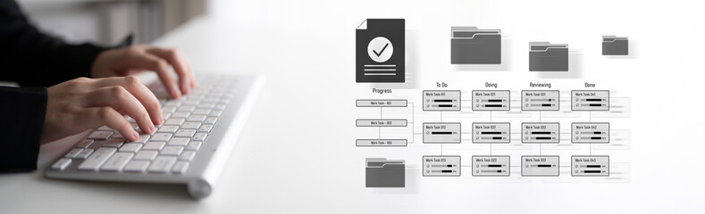 Task management workflow dashboard visualizing to-do lists, ongoing tasks, review status, and...
