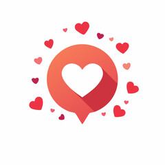 A collection of red hearts surrounding a curved shape love concept