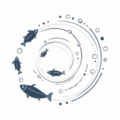 Obraz premium Abstract Fish Design in a Circular Pattern