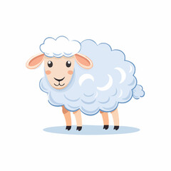 Cute Light Blue Sheep with Fluffy Wool