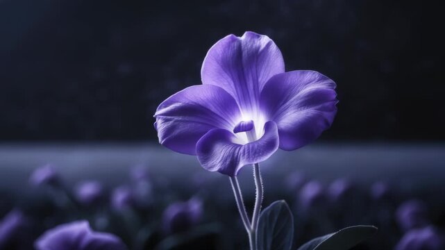 Macro flower petals quiver in gentle cosmic glow