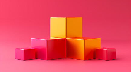 Obraz premium 3d render of a pyramid made of colorful cubes
