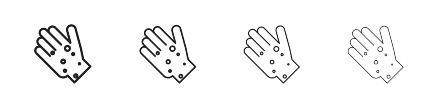 Rash hand icons in minimalistic thin line strokes designs
