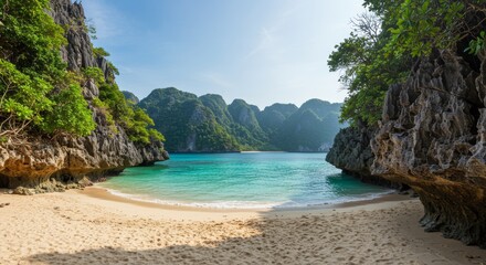Fototapeta premium Secluded Tropical Beach Paradise Hidden Cove in Thailand