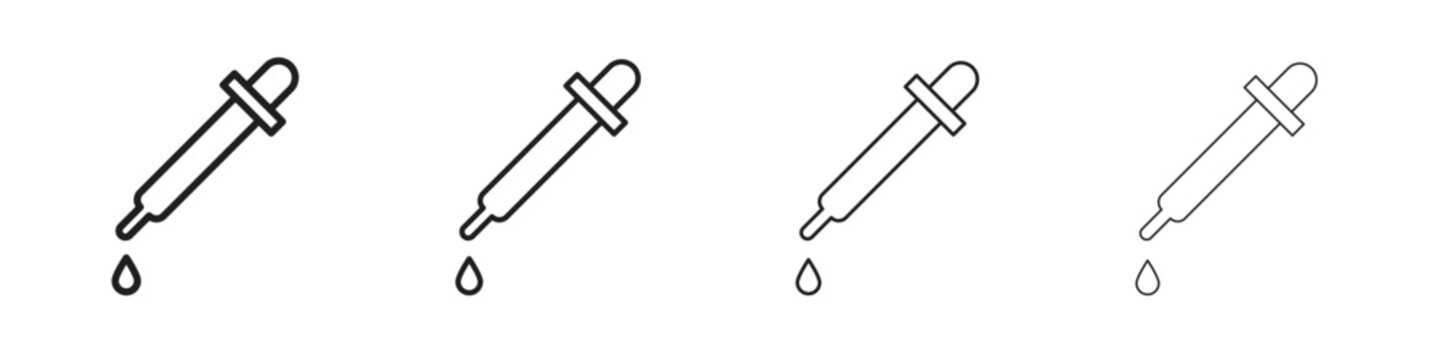 Pipette icons in minimalistic thin line strokes designs