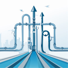 Abstract Illustration of Pipelines Arrows and Urban Infrastructure