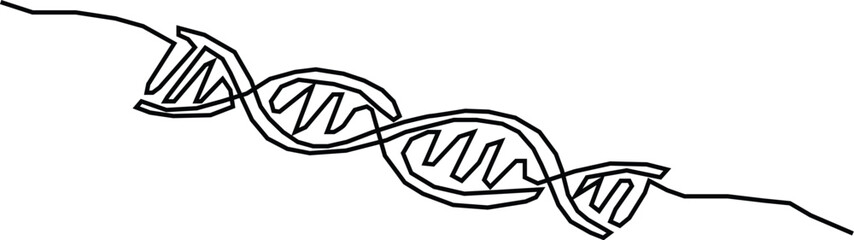 DNA in detailed one line drawing. Scientific research concept. Minimalist vector Editable storke.