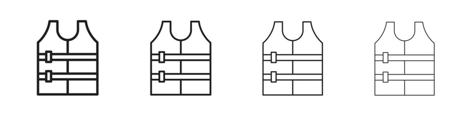 Lifejacket icons in minimalistic thin line strokes designs