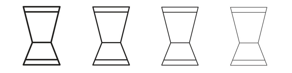 Jigger icons in minimalistic thin line strokes designs