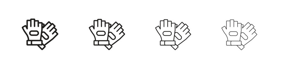 Fitness Gloves icons in minimalistic thin line strokes designs