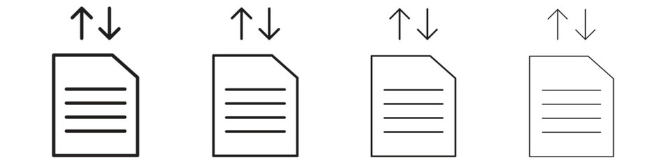 File sharing icons in minimalistic thin line strokes designs