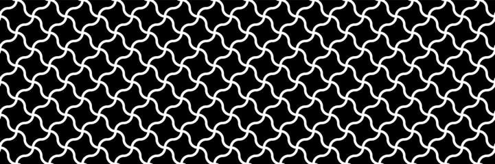Obraz premium horizontal seamless black curved square pattern on white for design and background.