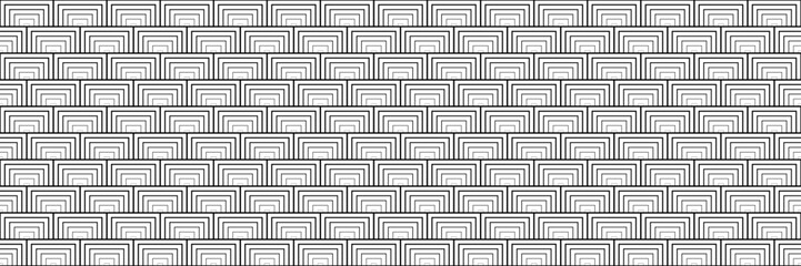 horizontal seamless outline black rectangle pattern on white for design and background.