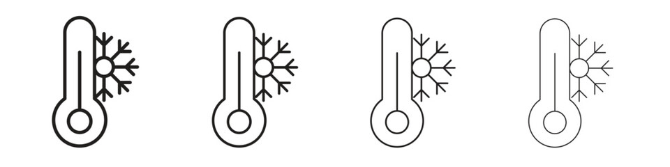 Cold icons in minimalistic thin line strokes designs