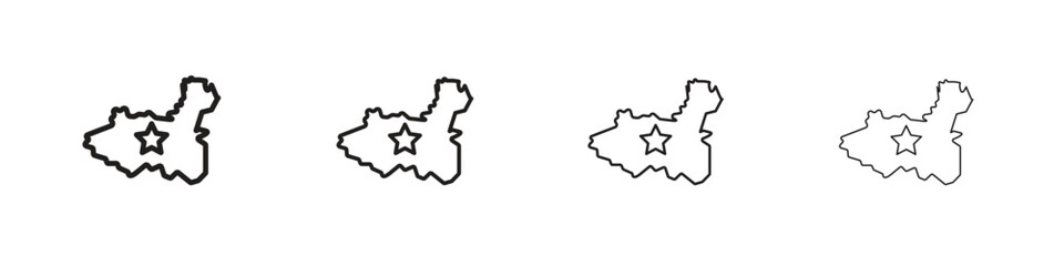 China map icons in minimalistic thin line strokes designs