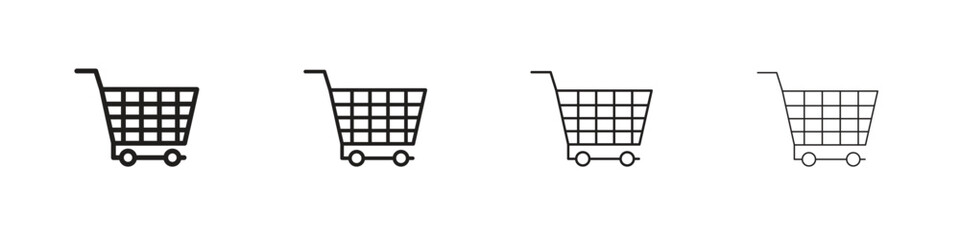 Cart icons in minimalistic thin line strokes designs