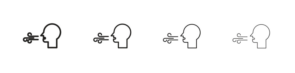 Breath icons in minimalistic thin line strokes designs