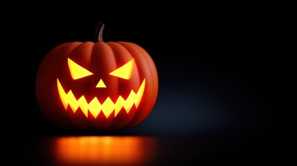 Grinning Pumpkin Lantern with Spooky Face and Illuminated Eyes Perfect for Halloween Celebrations and Autumn Festivities