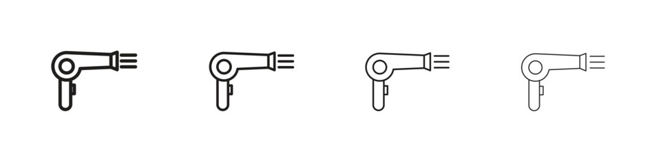 Blow dryer icons in minimalistic thin line strokes designs