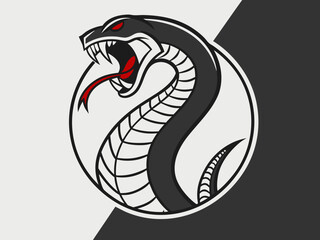 Aggressive Snake and Sword Emblem, Ideal for Logos or Graphics