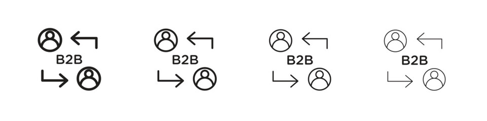 B2B icons in minimalistic thin line strokes designs