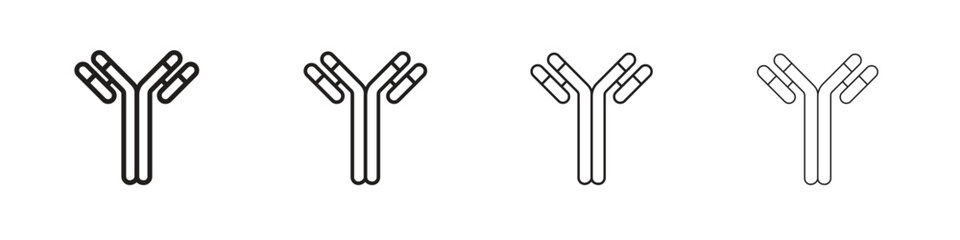 Antibody icons in minimalistic thin line strokes designs