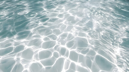 Ripple water texture on a white background. Shadow of water on sunlight. Marble blue water surface as wallpaper background. Sunlight effect on water surface. Natural summer background.