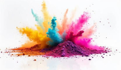 Fototapeta premium colorful rainbow holi paint color powder explosion isolated white wide panorama background By stockphoto-graf 