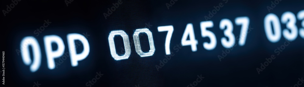 Poster digital display of unique identification number with high contrast on black background