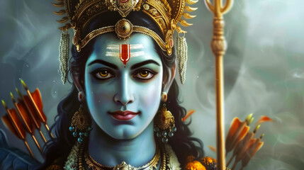 Close-up face of Lord Rama